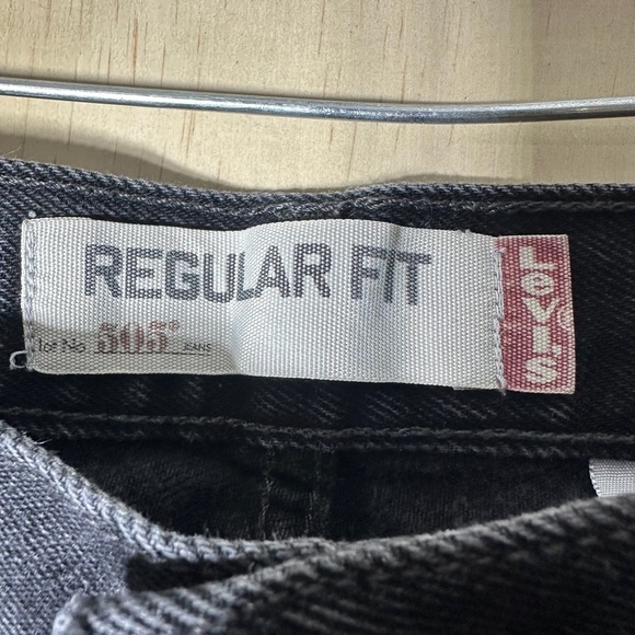 Levis 505 Washed Black Regular Fit Jeans 40x32 100% Cotton - Picture 6 of 11